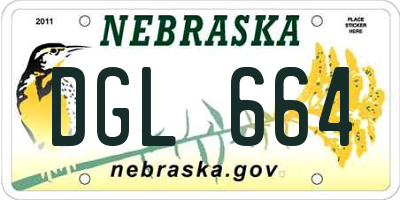 NE license plate DGL664