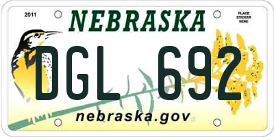 NE license plate DGL692