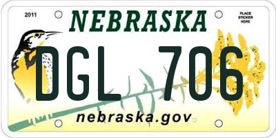 NE license plate DGL706