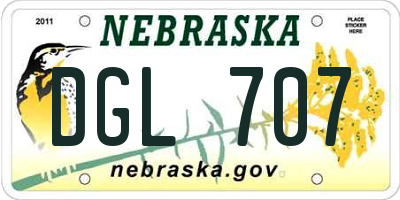 NE license plate DGL707
