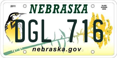 NE license plate DGL716