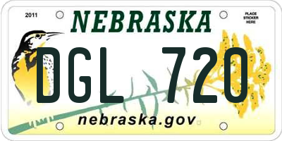 NE license plate DGL720