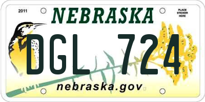 NE license plate DGL724