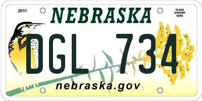NE license plate DGL734