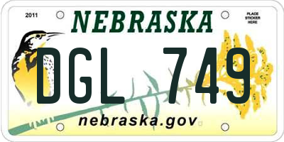 NE license plate DGL749