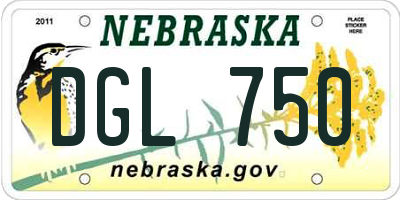 NE license plate DGL750