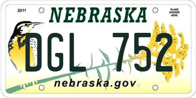 NE license plate DGL752