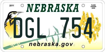 NE license plate DGL754