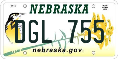 NE license plate DGL755