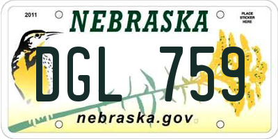NE license plate DGL759
