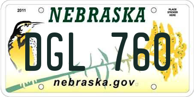 NE license plate DGL760