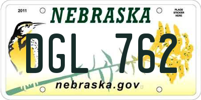 NE license plate DGL762