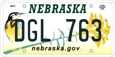 NE license plate DGL763
