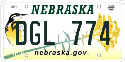 NE license plate DGL774