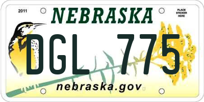 NE license plate DGL775