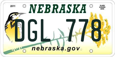 NE license plate DGL778