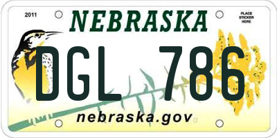 NE license plate DGL786