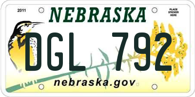 NE license plate DGL792