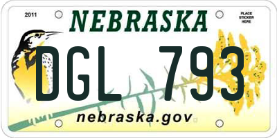 NE license plate DGL793