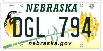 NE license plate DGL794