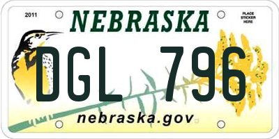 NE license plate DGL796