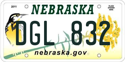 NE license plate DGL832