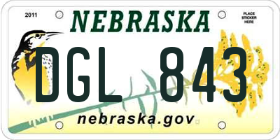 NE license plate DGL843