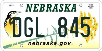 NE license plate DGL845