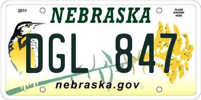 NE license plate DGL847