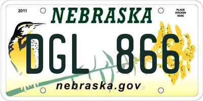 NE license plate DGL866