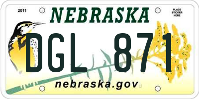 NE license plate DGL871