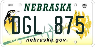 NE license plate DGL875