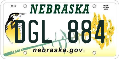 NE license plate DGL884