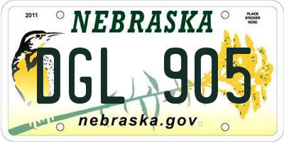 NE license plate DGL905