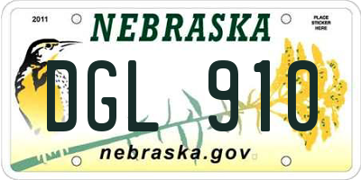 NE license plate DGL910