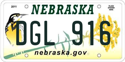 NE license plate DGL916