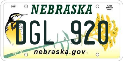 NE license plate DGL920
