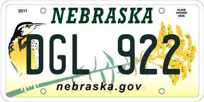 NE license plate DGL922