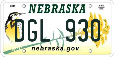 NE license plate DGL930