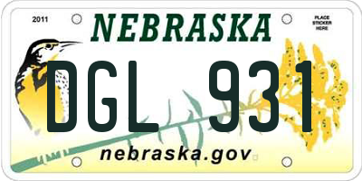 NE license plate DGL931