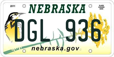 NE license plate DGL936