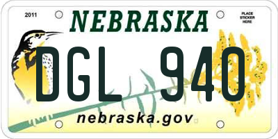 NE license plate DGL940