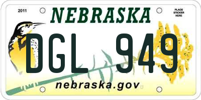 NE license plate DGL949