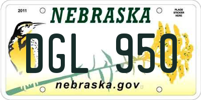 NE license plate DGL950