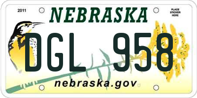 NE license plate DGL958