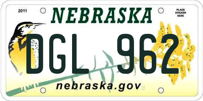 NE license plate DGL962