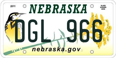 NE license plate DGL966