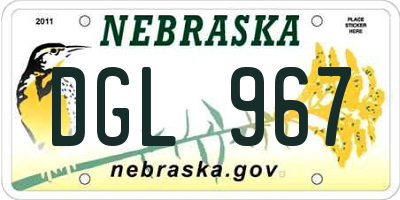 NE license plate DGL967