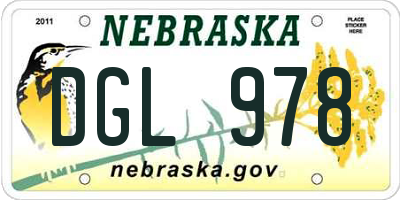NE license plate DGL978
