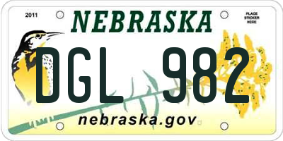 NE license plate DGL982